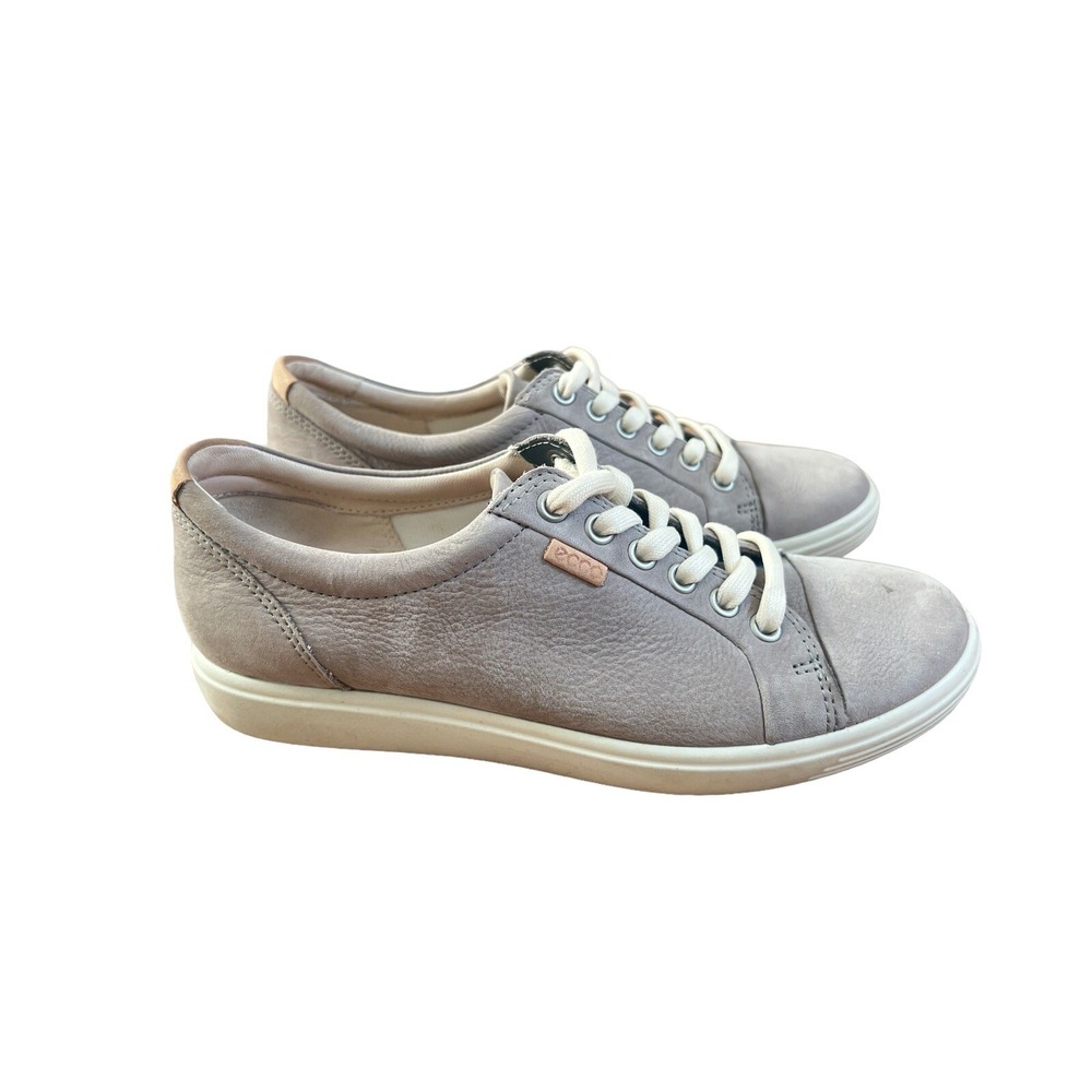 ECCO Soft 7 Wedge Sneaker Grey Leather Comfort Extra Width Women